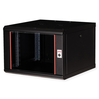19" Rack na stenu 7U, čierny, 418x600x600mm (HxWxD), RAL9005, PRO, odnímateľné bočnice