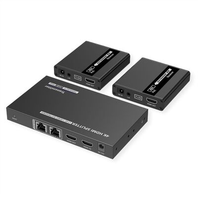 Predĺženie HDMI cez TP do 40m, Video distribútor/splitter 1IN/2OUT (4K@30Hz), IR, čierny