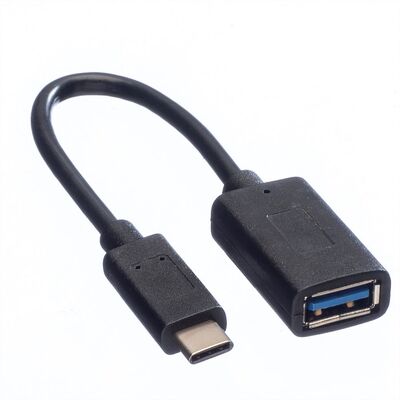 Kábel USB 3.2 Gen 1, Typ C CM/AF 0.15m, 5Gbps, OTG, čierny