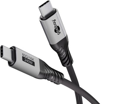 Kábel USB 4 Gen 3x2, Typ C CM/CM 1.5m, 80Gbps, PD 240w 48V5A, oplet, čierny