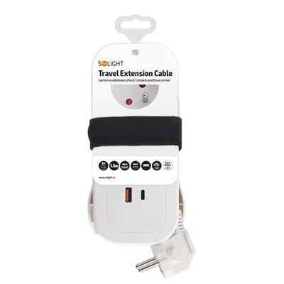 Predlžovačka 1.5m s 2 zásuvkami, 1.00mm², USB nabíjačka (1x USB A + 1x USB C) 20W, biela