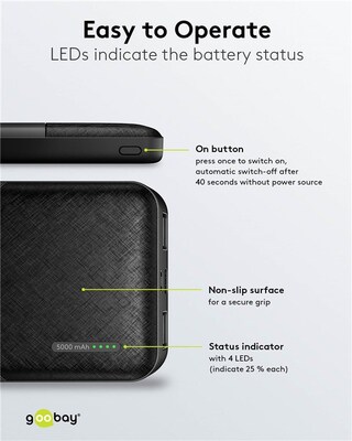 PowerBank 5000 mAh, ľahká a kompaktná, 10W, 2x USB A