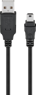 Kábel USB 2.0 A-MINI-B 5pin M/M 5m, High Speed, čierny