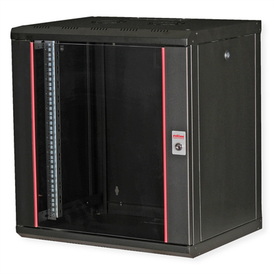 19" Rack na stenu 12U, čierny, 640x600x450mm (HxWxD), RAL9005, PRO, odnímateľné bočnice