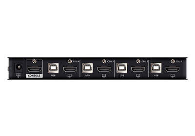 KVM switch/prepínač 4PC, HDMI, USB 2.0, hub, audio, 4K@60Hz, čierny