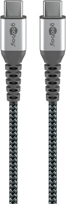 Kábel USB 2.0 Typ C CM/CM 2m, High Speed, Power Delivery 60w 20V3A, čierny/sivý