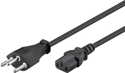 Kábel sieťový 230V, vidlica (SEV1011) Švajčiarsko priama - C13, 2m, 0.75mm², 10A, čierny