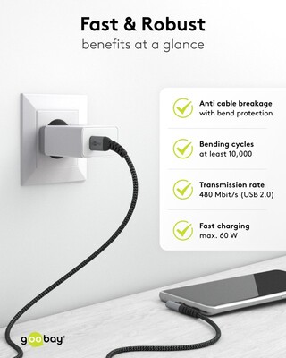 Kábel USB 2.0 Typ C CM/CM 1m, High Speed, Power Delivery 60w 20V3A, čierny/sivý, zahnutý 90°
