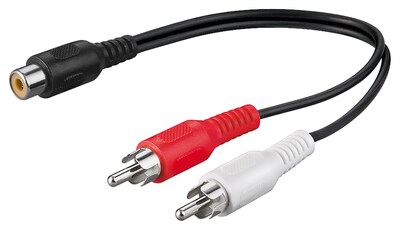 Kábel Cinch 2x audio/1xCinch M/F 0.2m, čierny