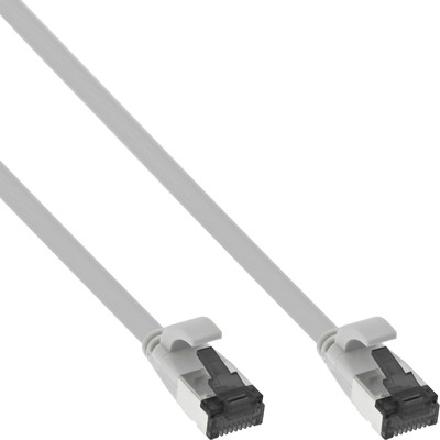 U/FTP (PiMF) Patchkábel LSOH 0.25m cat.8.1, sivý, plochý, Cu